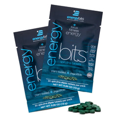 ENERGYBITS frasco frontal con tabletas, práctico y portable