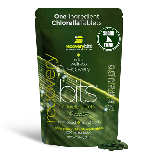 ENERGYBITS envase RECOVERYbits frente mostrando bolsa grande y beneficios