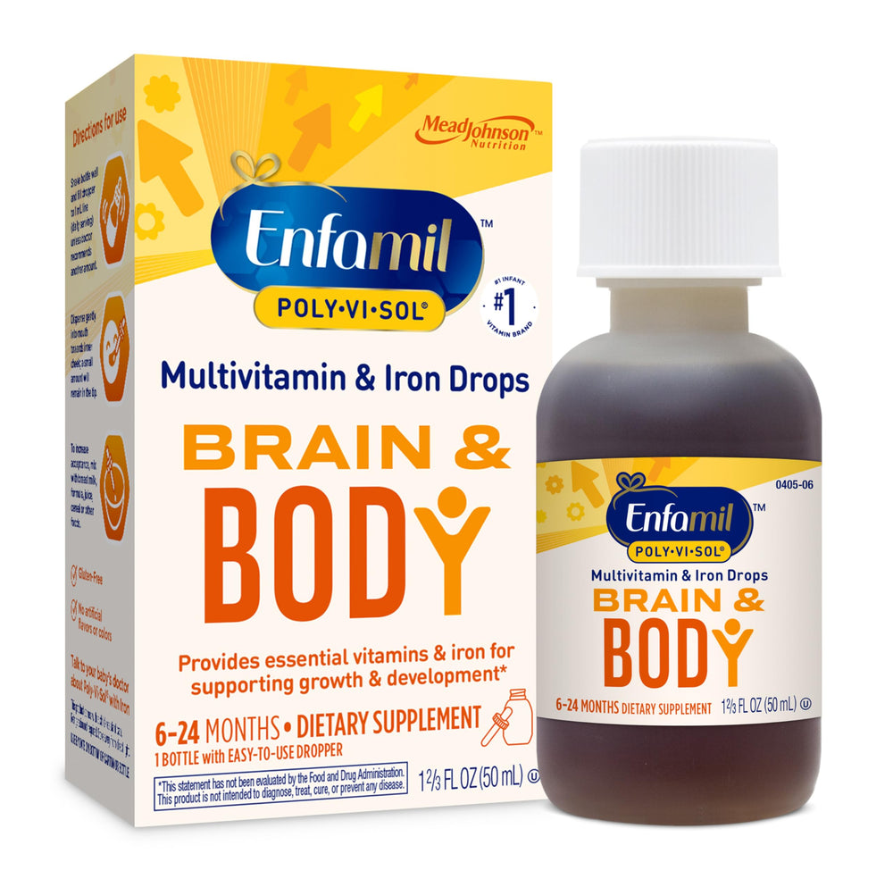 Enfamil frasco frontal mostrando el envase y la marca para identificación segura
