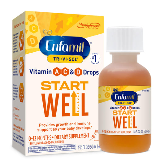 Enfamil Tri-Vi-Sol frasco frontal mostrando etiqueta y beneficios