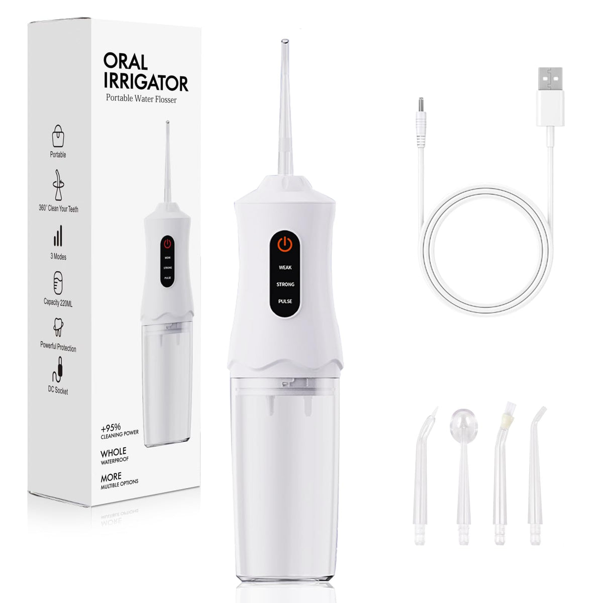 Enioem flosser frontal mostrando diseño compacto y fácil agarre para limpieza eficaz