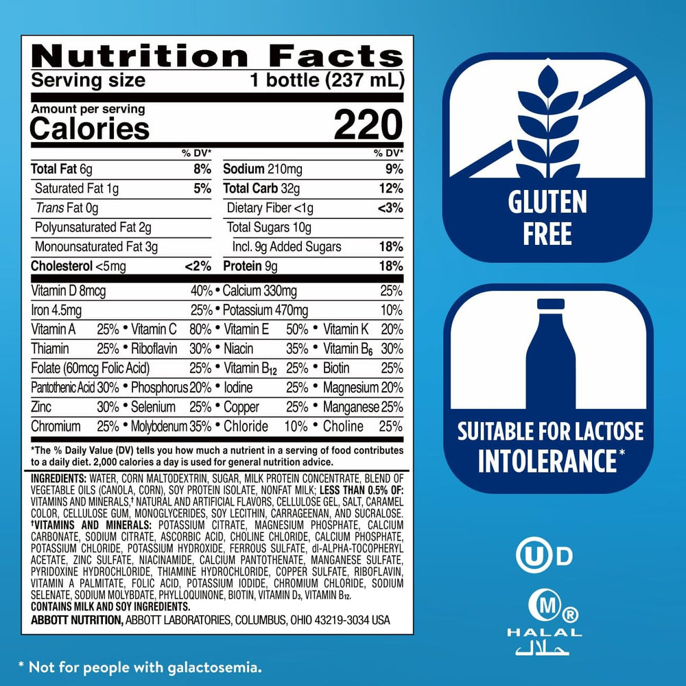 Varios envases Ensure Banana Nut en mesa listos como snack nutritivo