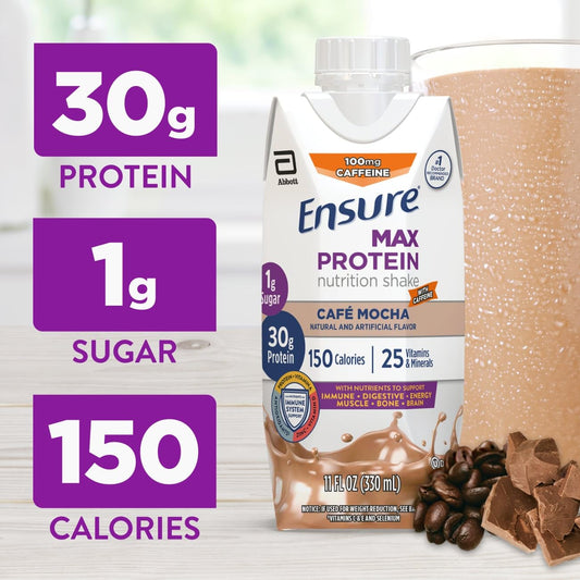 Detalle cremoso del batido Ensure Café Mocha resaltando textura apetecible