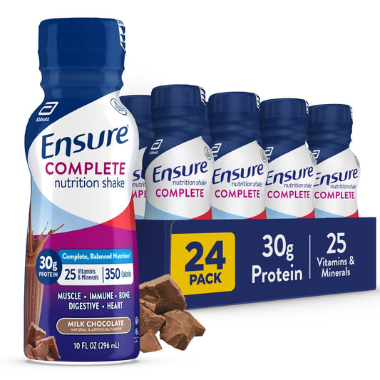 Ensure envase Chocolate con leche vista frontal mostrando marca y tamaño, conveniencia inmediata