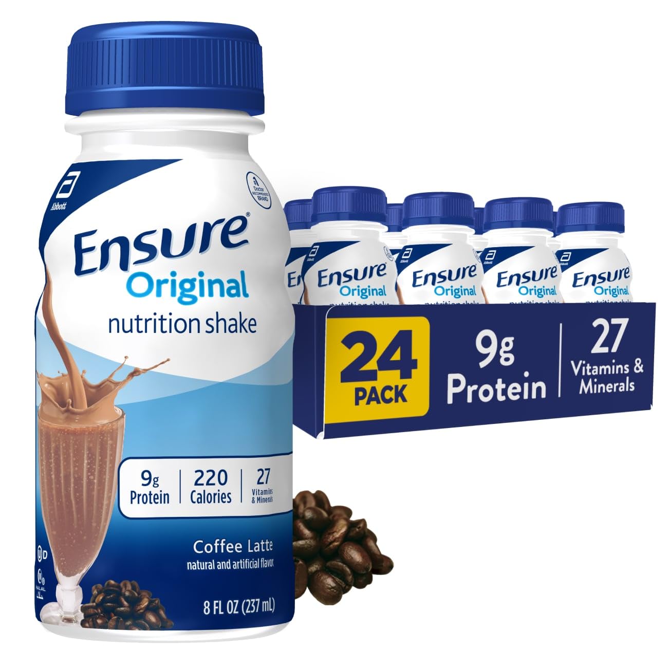 Ensure envase frontal Coffee Latte mostrando etiqueta y beneficio nutricional