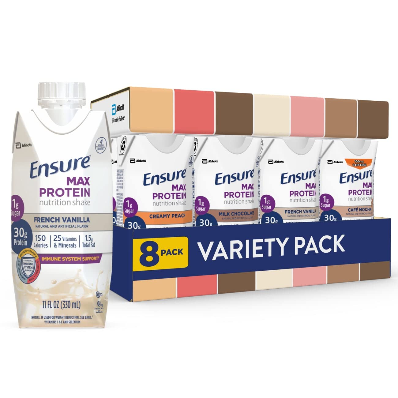 Ensure frente del empaque variedad mostrando sabores y conveniencia