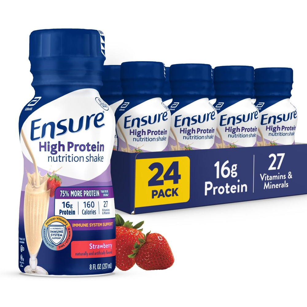Ensure envase frontal de fresa mostrando diseño y conveniencia