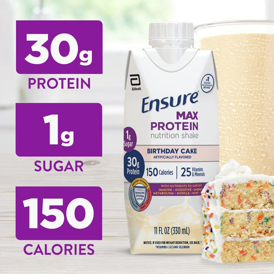 Detalle de la textura cremosa de Ensure Max Protein Birthday Cake beneficiosa