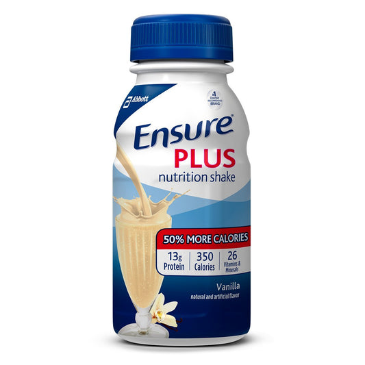 Abbott Ensure Plus frente del envase mostrando la marca y sabor, ideal para nutrición rápida