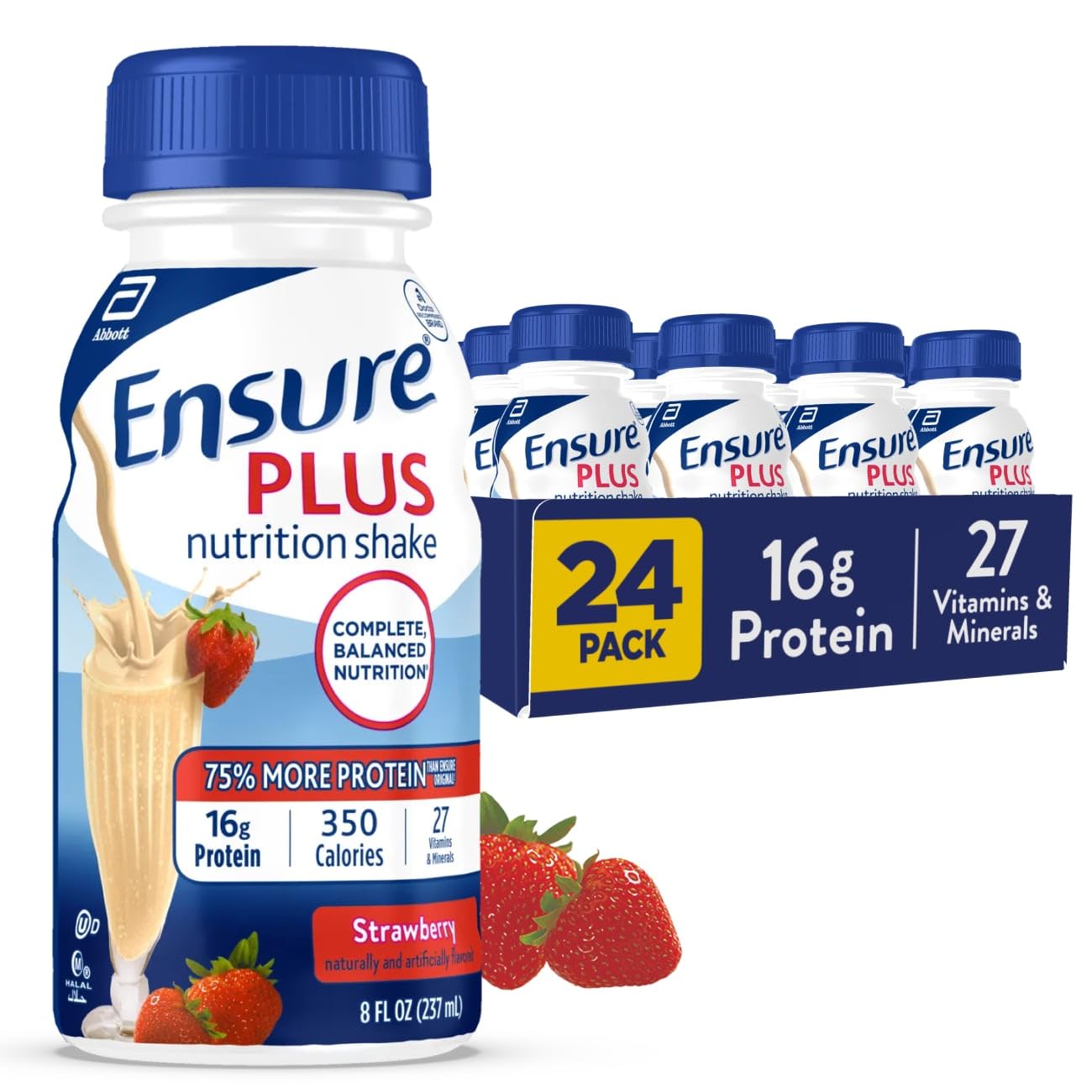 Ensure Plus frente del pack de 24, práctico y nutritivo