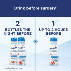 Producto Ensure en entorno clínico simulando uso preoperatorio y conveniencia