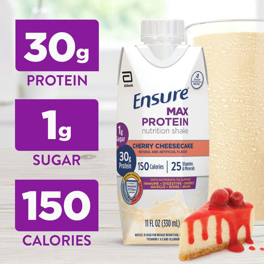 Close-up textura cremosa de Ensure Cherry Cheesecake que muestra su consistencia apetecible