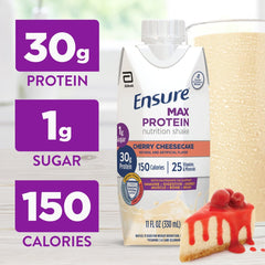 Close-up textura cremosa de Ensure Cherry Cheesecake que muestra su consistencia apetecible