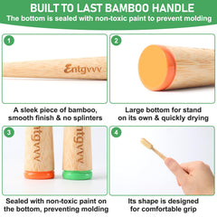 Entgvvv mango de bambú liso sin astillas para agarre cómodo