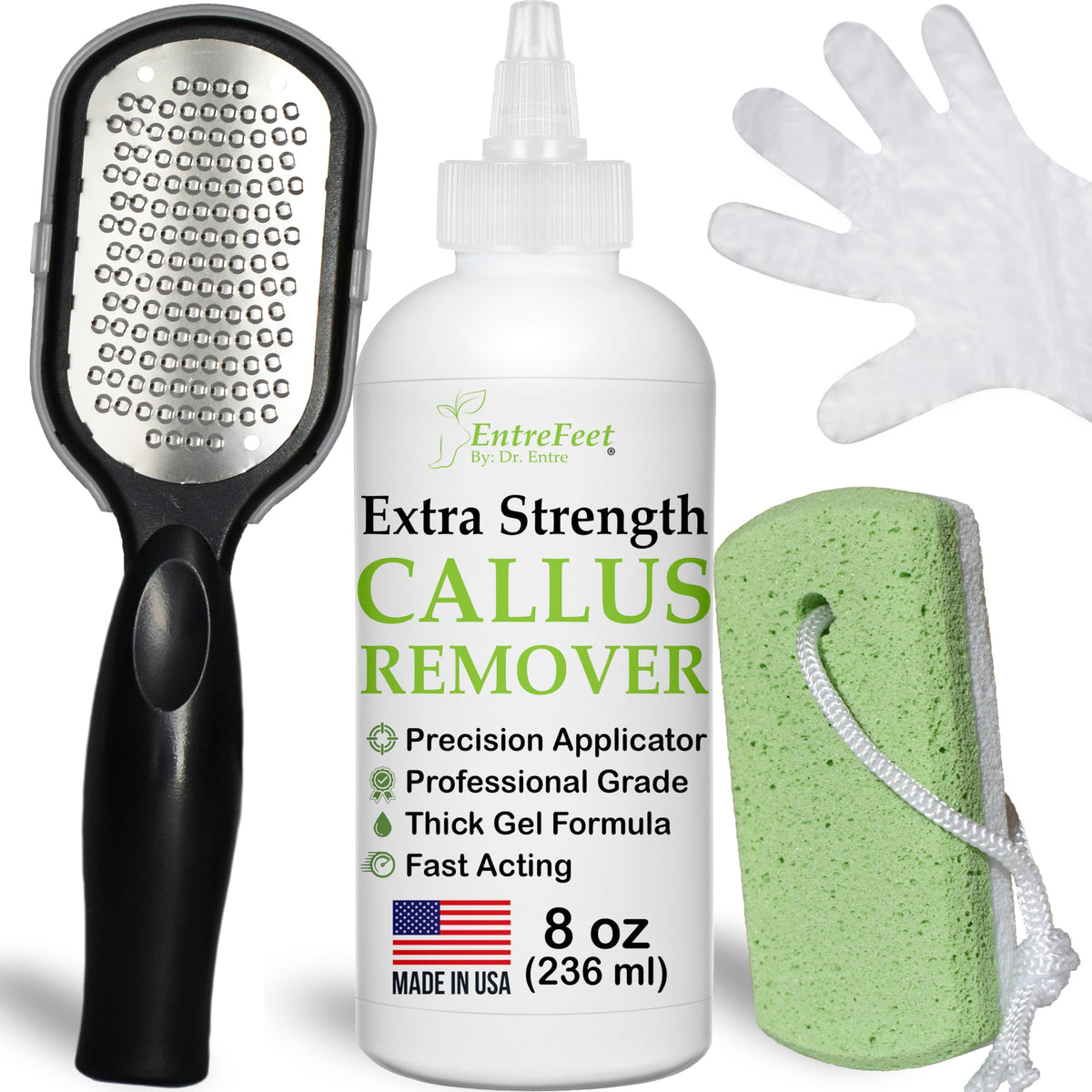 EntreFeet frasco gel 8 oz vista frontal para ablandar callos