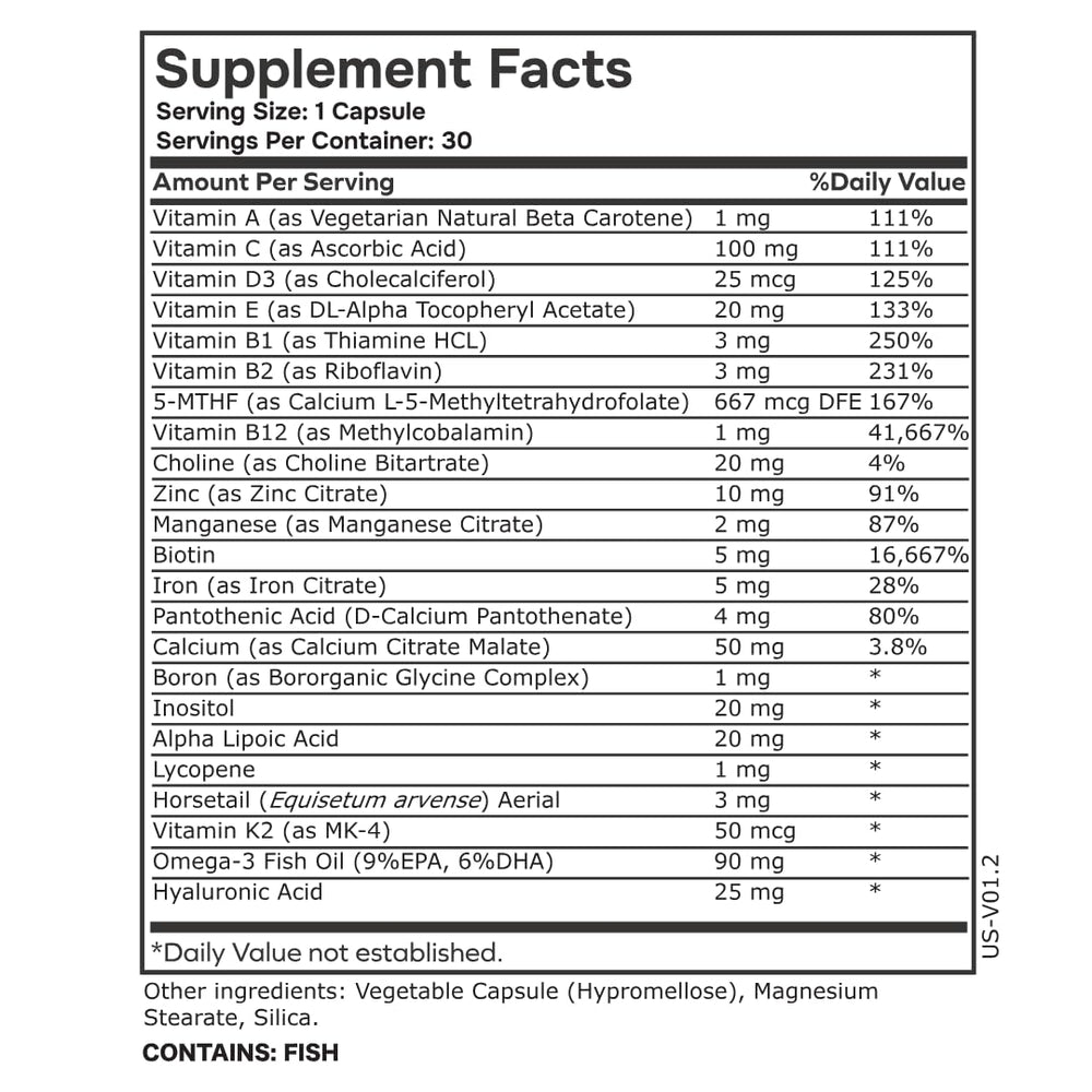 envitamin producto junto a una regla para comparar tamaño, referencia visual