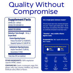 Enzymedica GlutenEase Extra Strength ingredientes clave de la fórmula avanzada