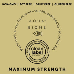 Enzymedica Aqua Biome cápsulas junto a comida para mostrar toma con alimentos