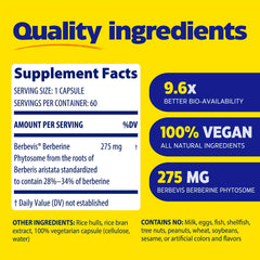 Enzymedica cápsula de Berberine Phytosome en primer plano mostrando tamaño y facilidad para tragar