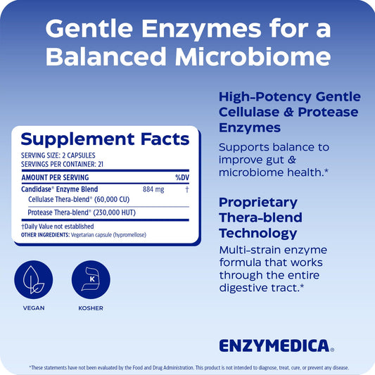 Enzymedica cápsula en primer plano, detalle que transmite potencia enzimática