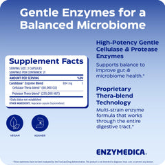Enzymedica cápsula en primer plano, detalle que transmite potencia enzimática