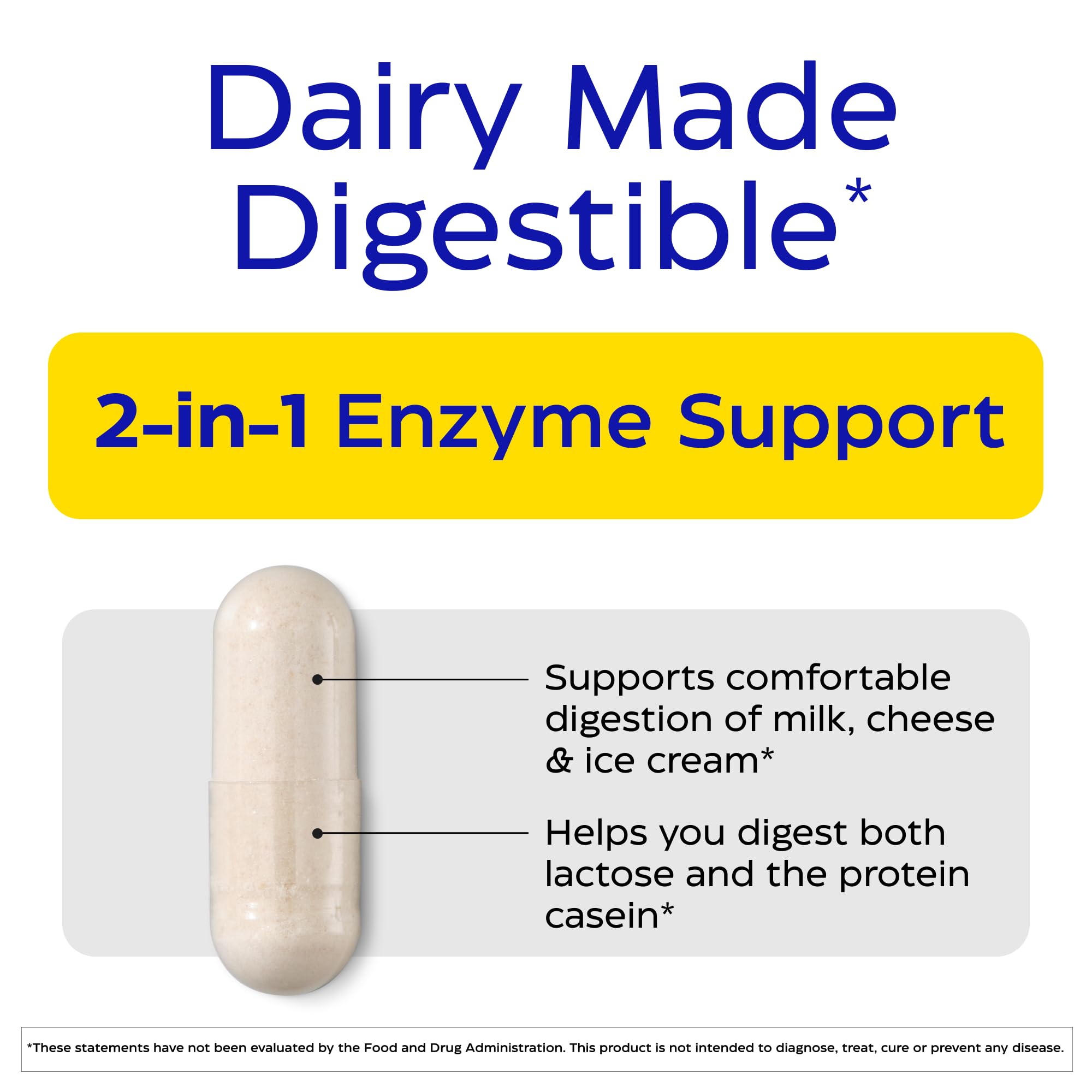 Envase de Enzymedica DairyAssist abierto mostrando las cápsulas para uso diario