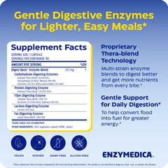 Enzymedica Digest Basic cápsula en primer plano demostrando facilidad de ingestión