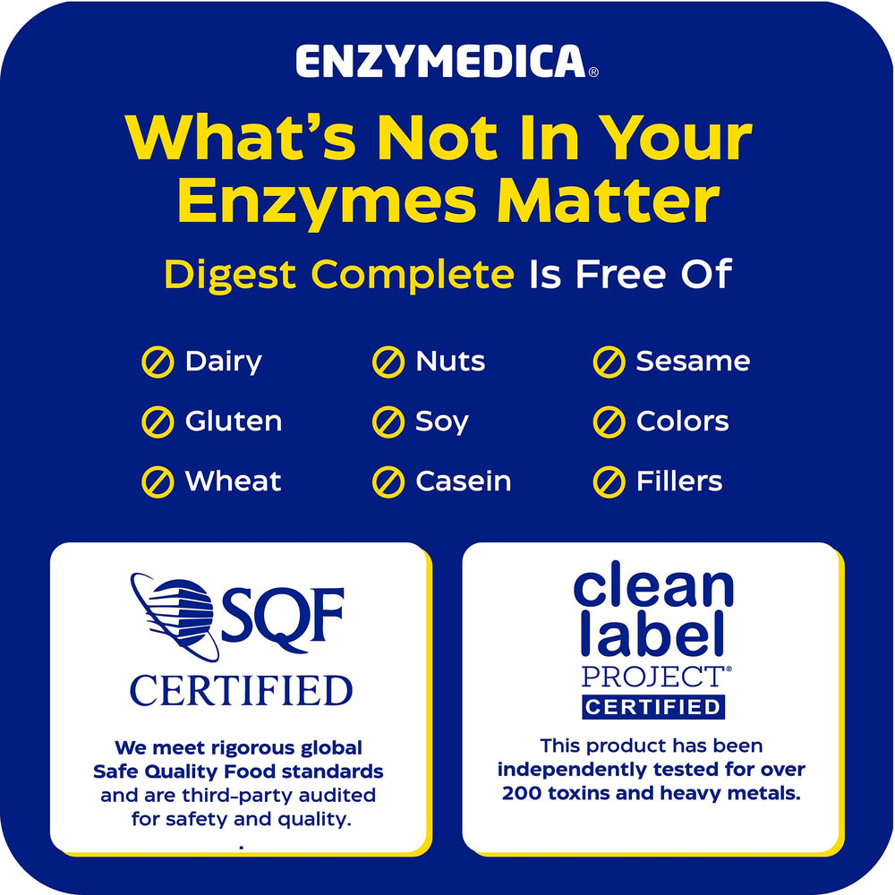 Escena de desayuno saludable con Enzymedica Digest Complete en la mesa para apoyo digestivo