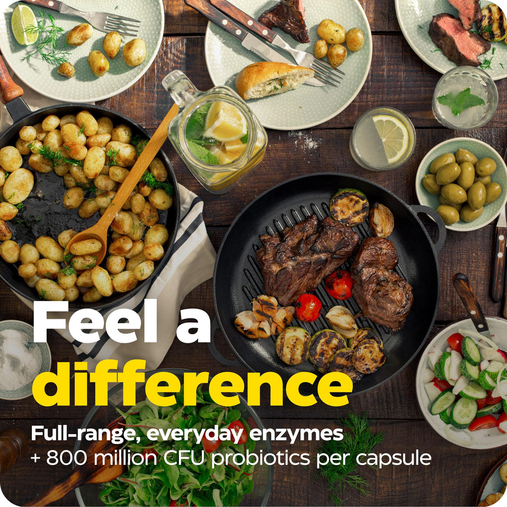 Cápsulas de Digest Complete Probiotics listas para tomar con cada comida.