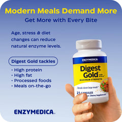 Enzymedica Digest Gold estilo de vida con persona activa y energía tras comer