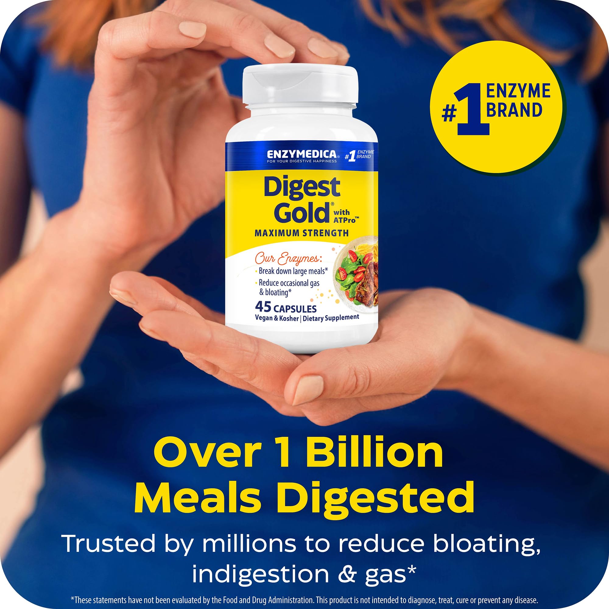 Enzymedica Digest Gold comparativa de tamaño con una moneda útil