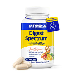 Enzymedica Digest Spectrum frontal del envase, confianza y alivio digestivo