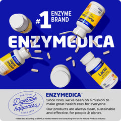 Enzymedica empaque con sellos que resalta pruebas y certificaciones