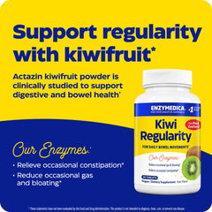 Enzymedica Kiwi Regularity kiwis triturados resaltando fibra y prebióticos