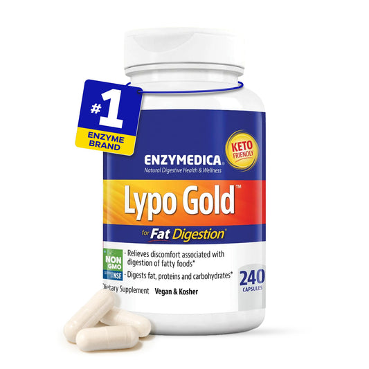 Enzymedica Lypo Gold fat-digestion capsule supporting comfortable meals