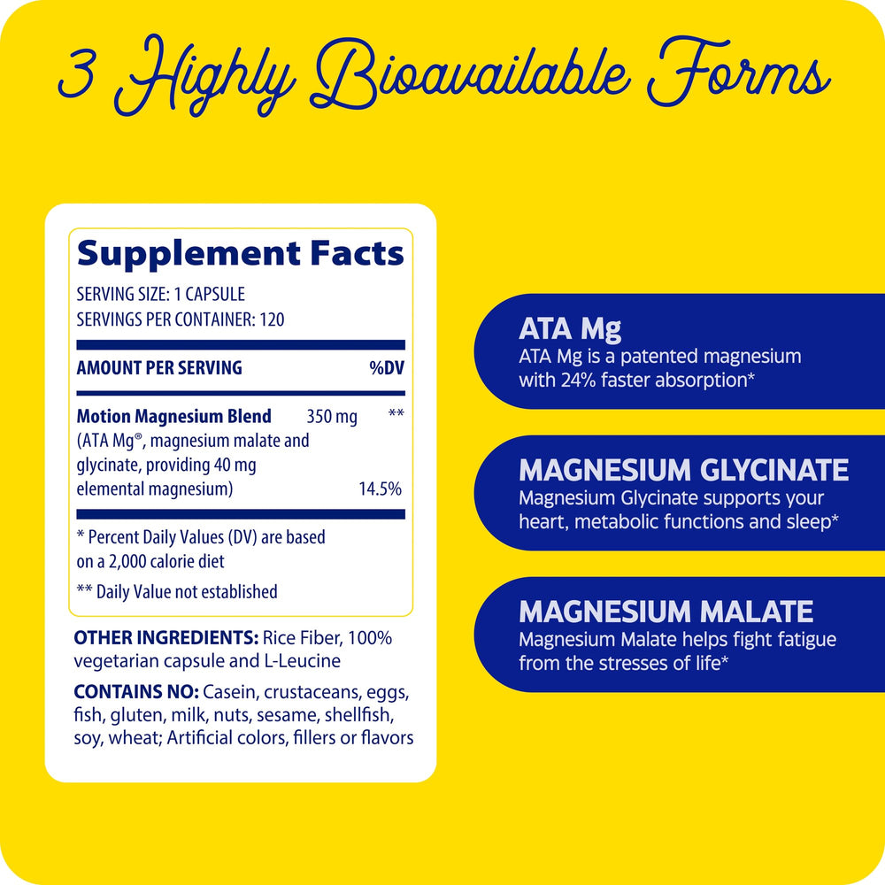 Enzymedica Magnesio Motion – ingredientes puros para uso diario, sin gluten ni aditivos.