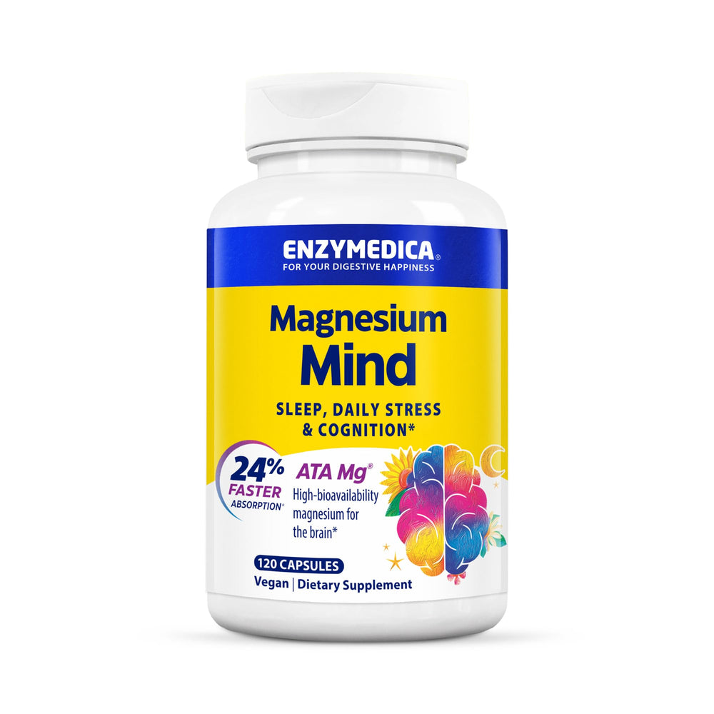 Enzymedica Magnesium Mind, bote de cápsulas, puede apoyar el sueño y la concentración