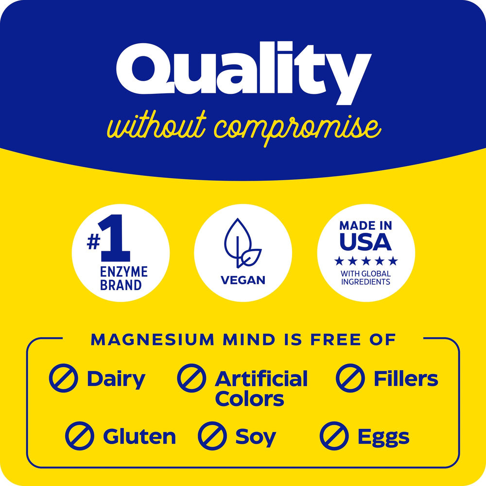 Enzymedica Magnesium Mind, libre de gluten leche caseina y soja para mayor tranquilidad