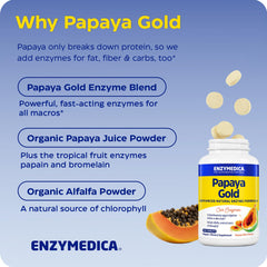 Enzymedica Papaya Gold tableta masticada en mano lista para consumir antes de comer