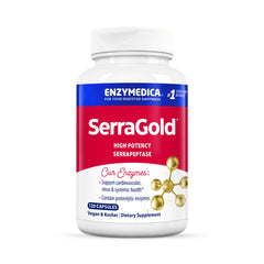Enzymedica SerraGold frasco frontal, presenta la fórmula potente