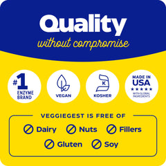 Enzymedica VeggieGest etiquetas de certificación que garantizan pureza y seguridad
