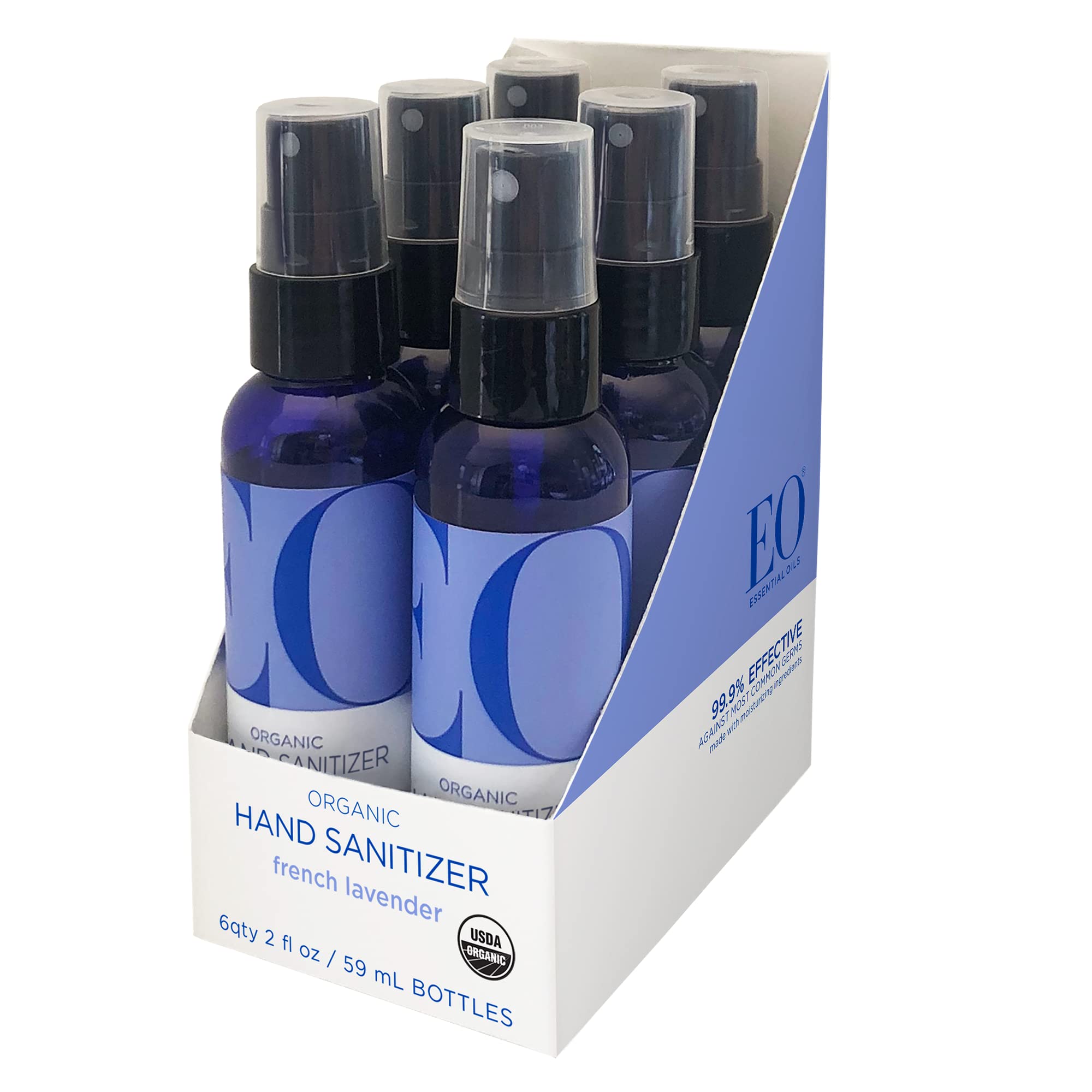 EO spray lavanda frontal mostrando pack de seis y tamaño práctico