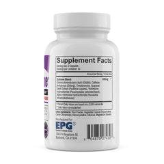 EPG Oxy Xtreme primer plano de cápsula púrpura resaltando acabado vegetal