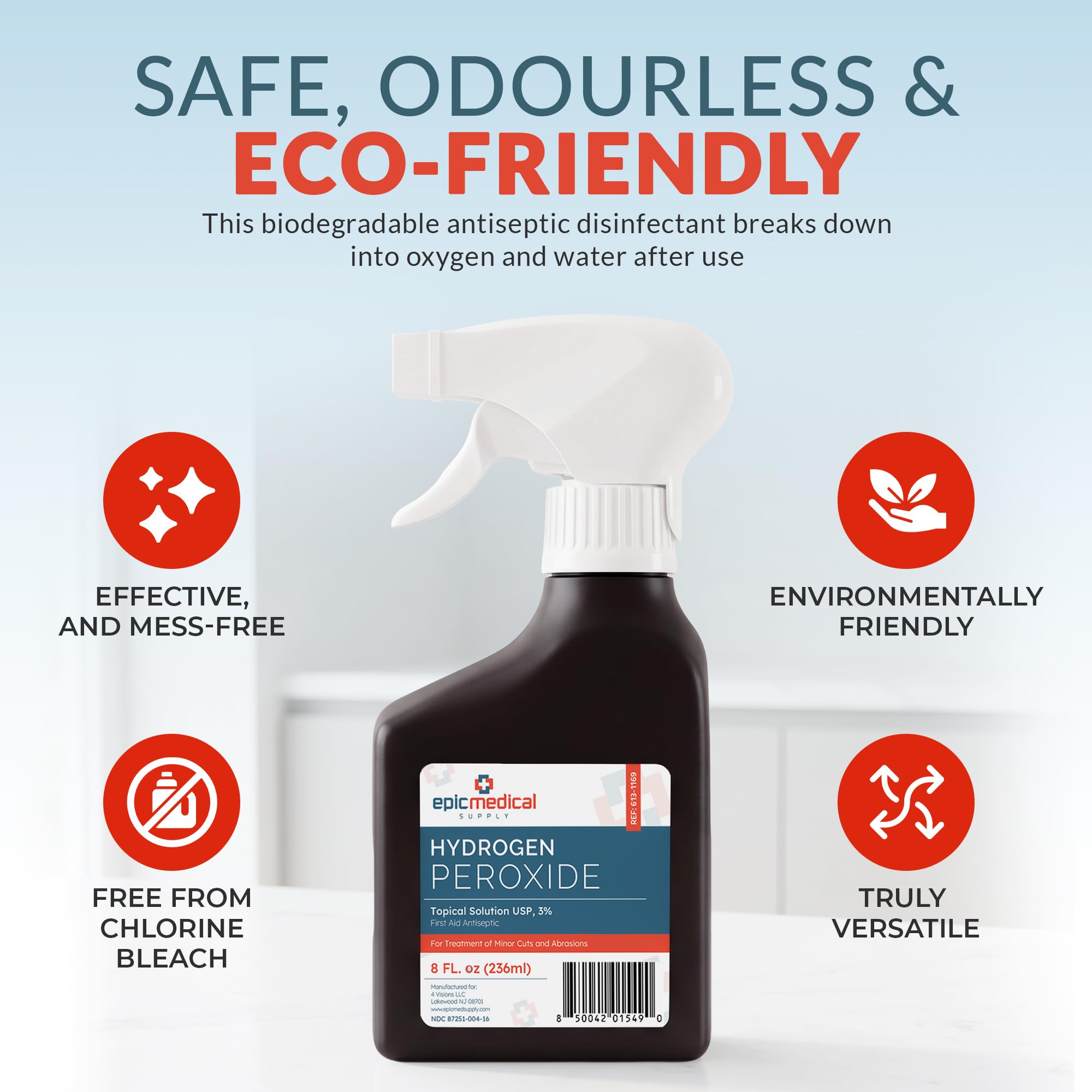 Epic Medical Supply etiqueta legible con ingredientes y uso seguro