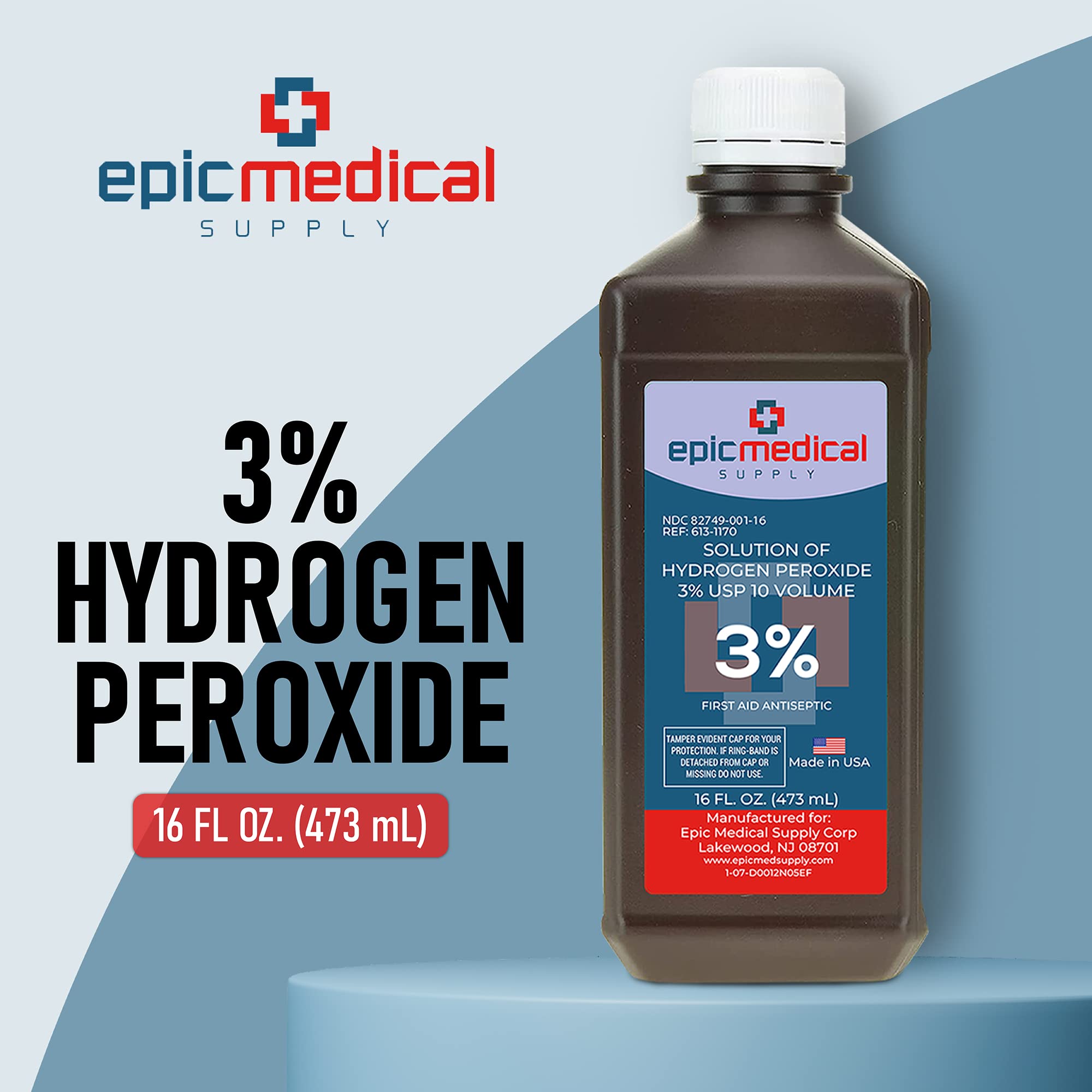 Epic Medical Supply etiqueta del producto con información de pureza y volumen