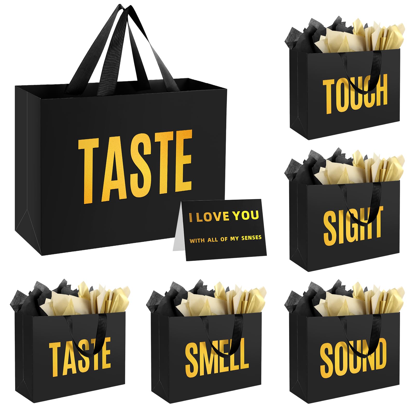 Epoesch bolsa frontal elegante negro mate con foil dorado, presenta lujo