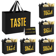 Epoesch bolsa frontal elegante negro mate con foil dorado, presenta lujo