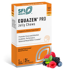 Equazen Pro frontal del envase mostrando 45 gomitas y marca para elección segura