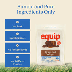 Equip colágeno etiqueta informativa destacando ingredientes únicos