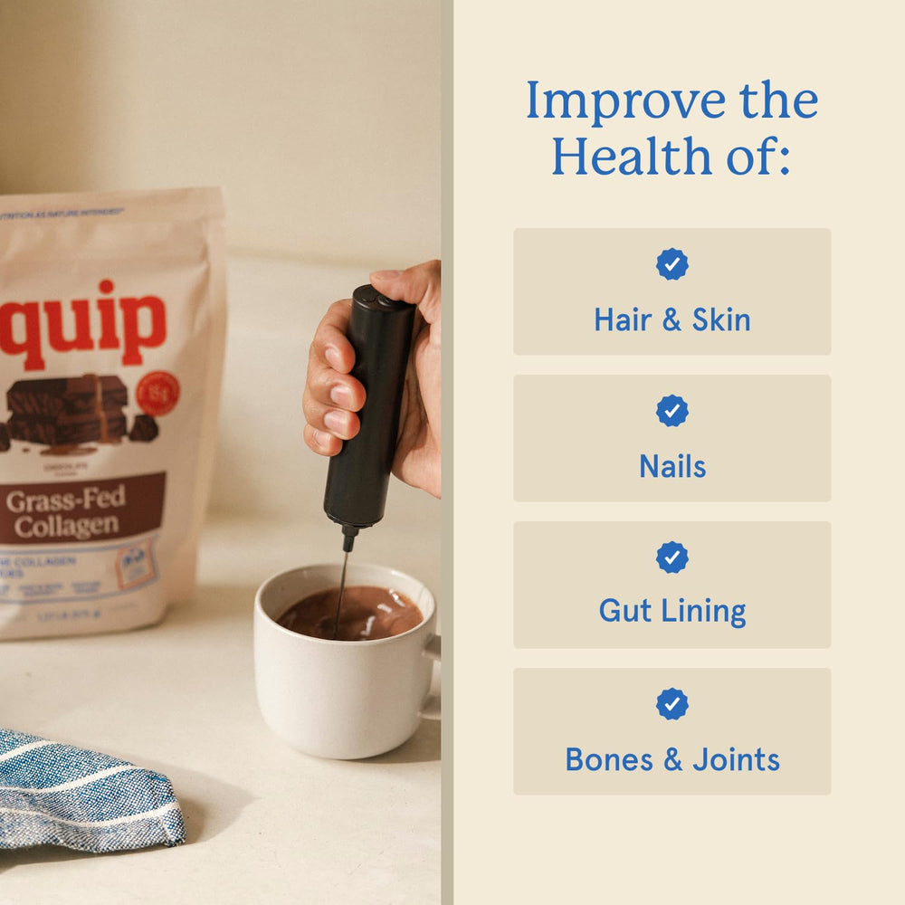 Equip colágeno mezclado en batido de chocolate listo para consumir